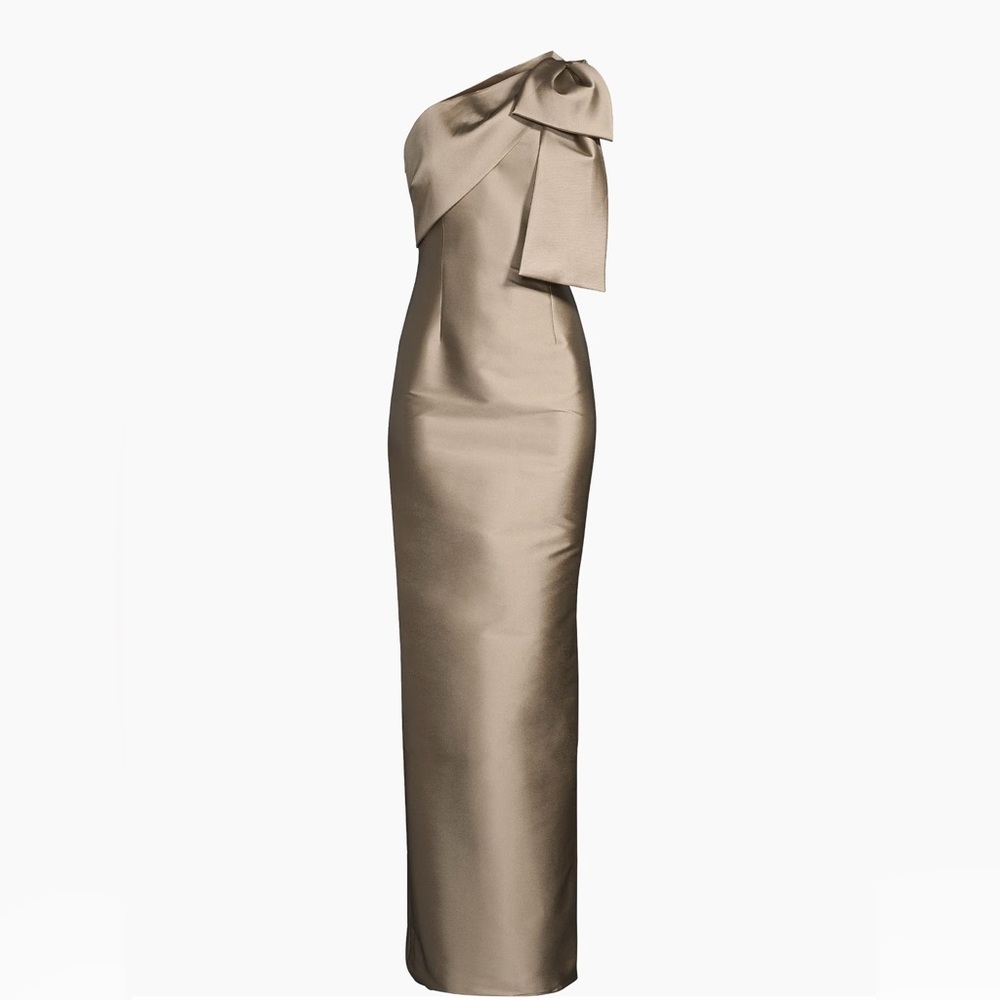 Sachin + Babi One-Shoulder Satin Dress in Tan